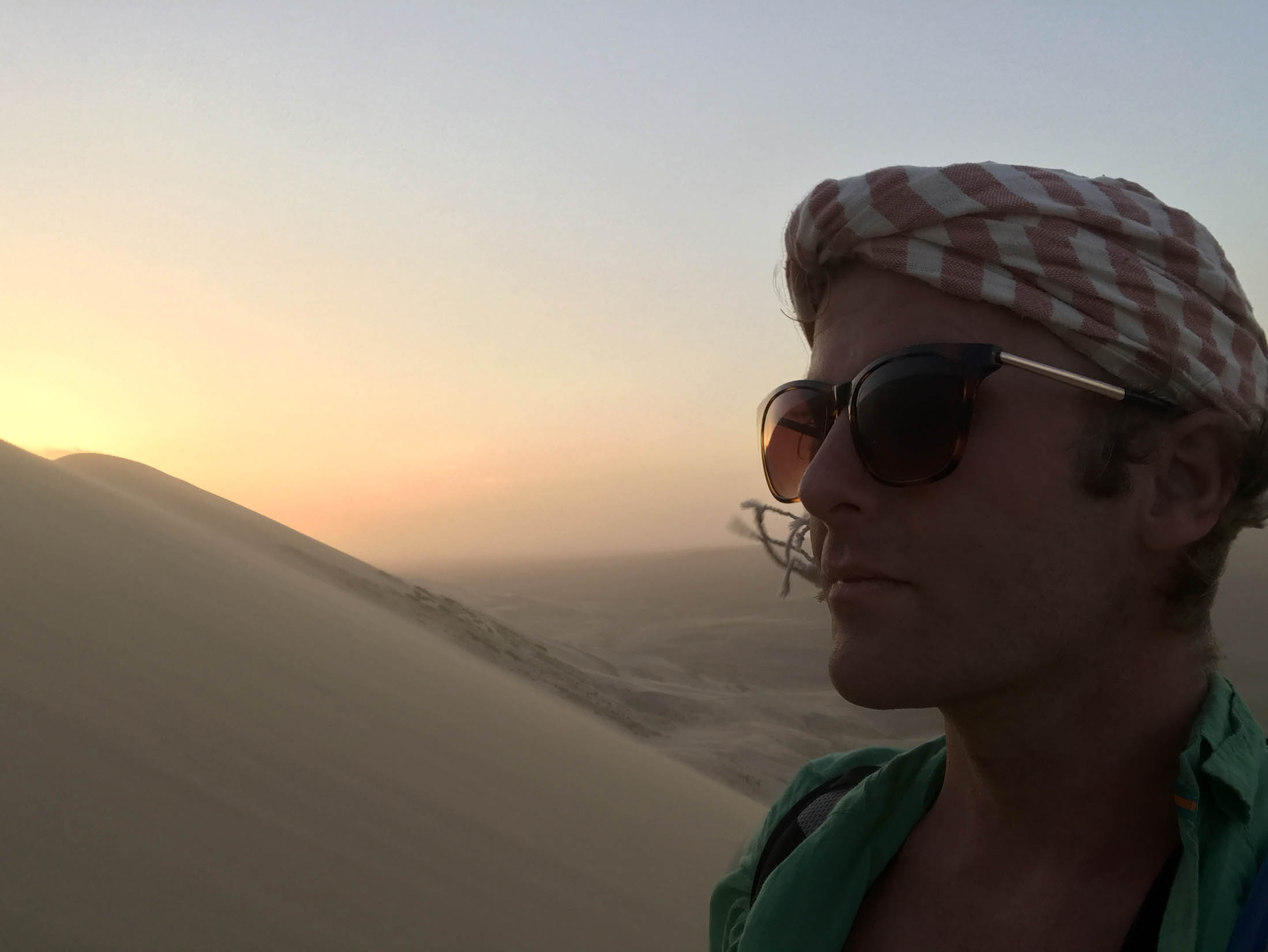 Ben standing in Sand Dunes in Gobi Desert, Mongolia