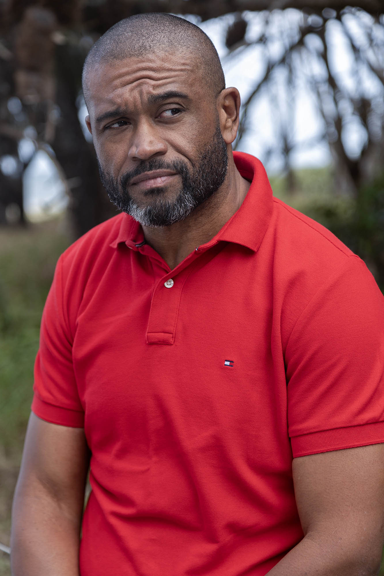 Kleber in red shirt, Bribie Island, Australia